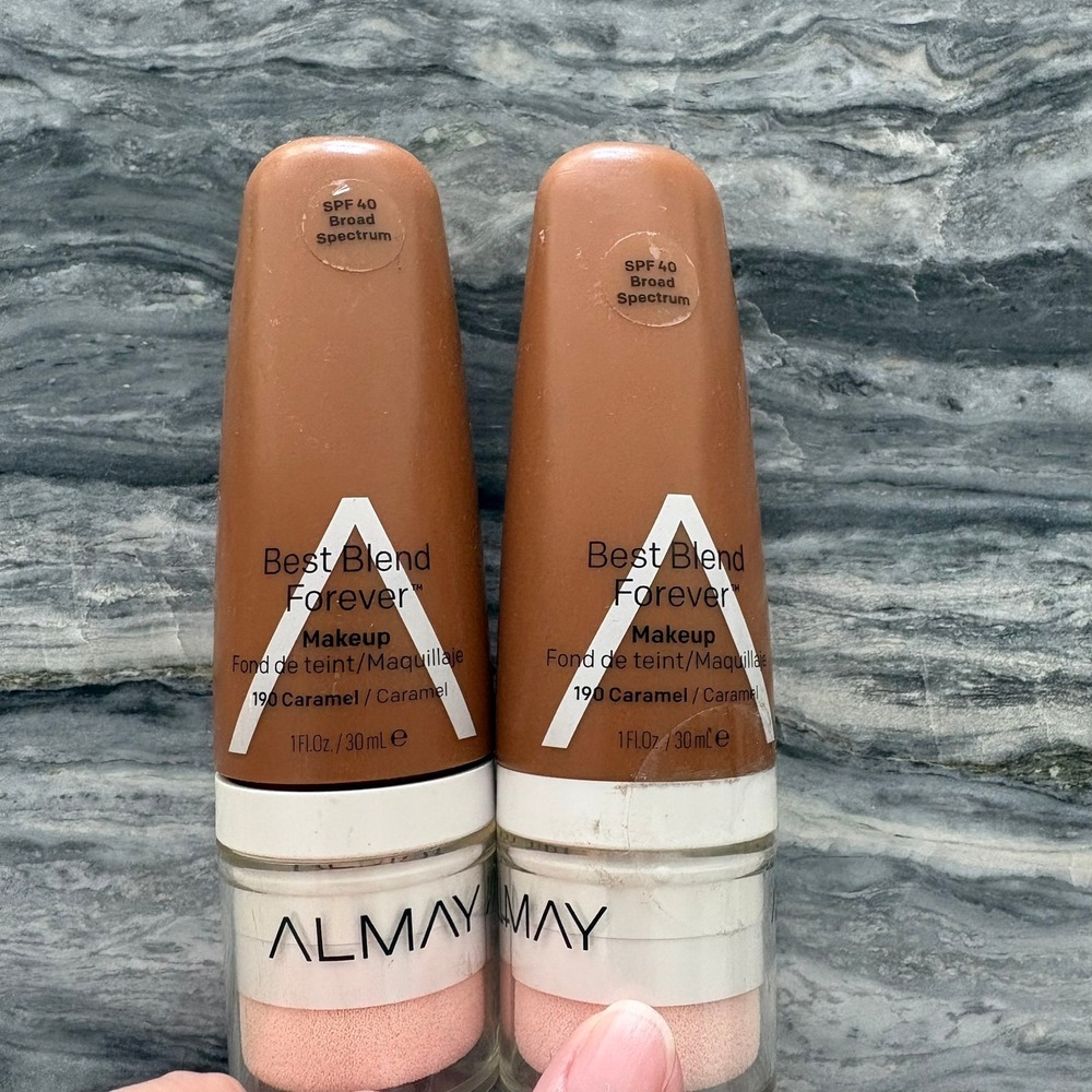 Almay Best Blend Forever Makeup SPF 40 Foundation 190 Caramel 1oz Lot of 2